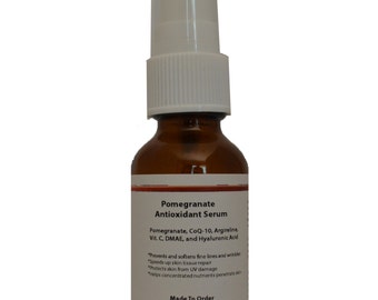 Pomegranate Anti Oxidant Serum with CoQ-10, Argireline, Vitamin C, DMAE, Hyaluronic Acid 1.2oz