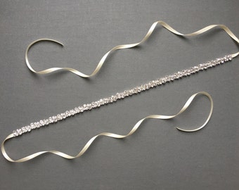 Bridal Belt Sash | Crystal Wedding Sash Belt | Rhinestone Bridal Sash | Wedding Dress Belt | Silver Bridal Sash | Silver Stella Sash