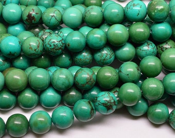 16" 10mm Viridian Turquoise Round Bead