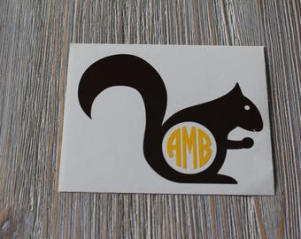Squirrel Monogram Car Decal - Monogram Squirrel Car Decal - Monogram Car Decal - Monogram Decal - Car Decal - Squirrel Decal - Squirrel