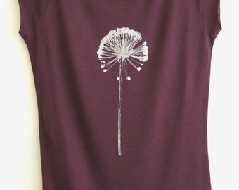 Allium bamboo organic cotton womens T shirt eggplant