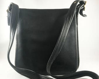 Vintage Coach Bag- Vintage Black Leather Coach Flap Shoulder Bag, Crossbody Bag, Everyday Bag