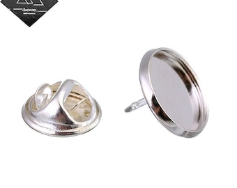 Bright Silver Plated Metal Lapel Pin-Brooch-Tie Tack Blank Pins-Pin and Brooch-Blank Tie Tack Bezel Blank Pin Back Brooch,N size