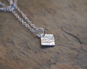 Silver necklace, square necklace, layering jewelry