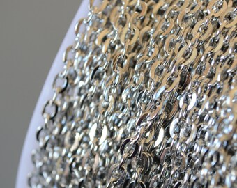 Antique Silver Cable Chain, 3 mm x 2 mm - 10 feet (P32-002)