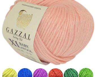 Yarn Gazzal Baby Wool XL yarn very bulky merino wool thick wool very bulky cashmere wool chunky yarn antibacterial wool hypoallergenic yarn