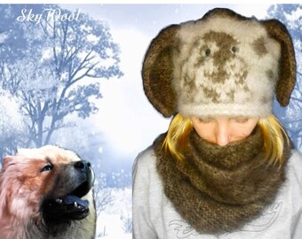 Dog Wool Chiengora 100% Hand spinning Hat "Spaniel"