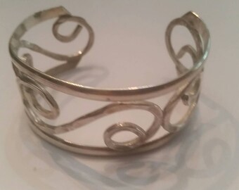 Mexican Sterling Silver Cuff Scroll 26 grams