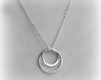 Silver Circles Necklace, Double Circle Necklace, sterling silver Gift for Women, Everyday Necklace, Sisters Necklace, Gift for Her Blissaria