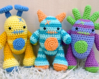 Mini Monsters, Harry, Barry and Larry - Amigurumi Crochet Pattern