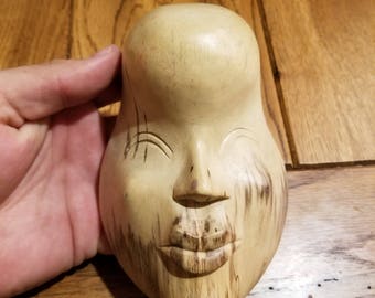 Hand-Carved Wood Mask from Bali, Indonesia! Wall Art decor! Wood Carving 5" (A8)