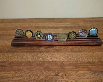 36 Coin Challenge Coin Holder Cypress with Walnut or Mahogany Stain-Veteran Made