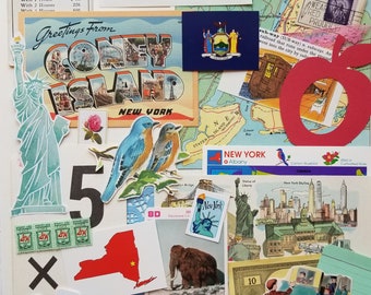 New York US State Vintage Ephemera Collection | 25+ pcs | Mixed Media | Junk Journal | Scrap Pack | Inspiration Kit | Paper