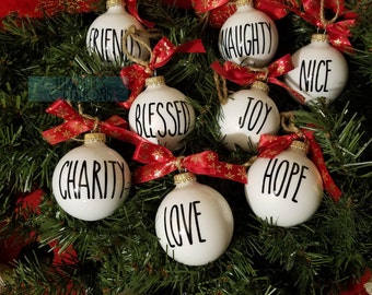 Ornaments, Rae Dunn Inspired, Christmas Tree Ornaments, Rustic Christmas Ornaments, Rustic Christmas, Ornaments Christmas Set,Tree Ornaments