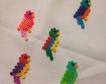 Perler Bead Parrot Magnets - Set of 5