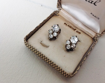 Vintage earrings clip 50s rhinestones