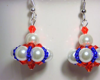 Red, White & Blue Earrings, Independence Day Earrings, Labor Day Earrings, Memorial Day Earrings, Ladies Earrings, Gifts For Her