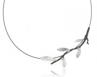 Handmade Sterling Silver Olive Branch Pearl Necklace