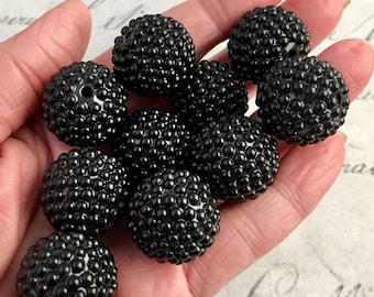 Black Nubby Beads, 22 mm, 10 per lot, only 1 lot available