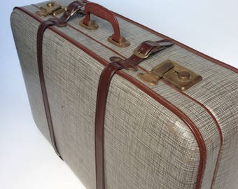 Vintage suitcase retro brown suitcase mid century suitcase hipster suitcase
