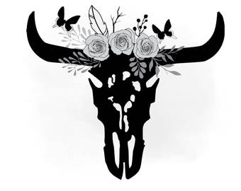 Download Free spirit svg clipart Boho floral cow Skull Clipart Texas