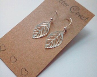 Silver Leaf Earrings, Delicate Leaf Earrings, Silver Leaves Earrings, Sterling Silver, Nature Jewellery, Gift For Her, Gift For Mum