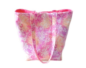Pink Batik Tote Bag, Pink Purse, Handmade Handbag, Fabric Bag, Batik Purse, Floral Purse, Cloth Purse, Shoulder Bag