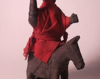 Hand-carved wooden equestrian statue-North-Thailand-ca. 1900