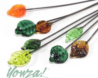 Leaf Lampwork Headpins - set of 8