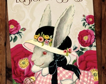 Easter Card, Easter Greeting Card, Vintage Easter Greeting Card, Vintage Easter Bunny Greeting Card, Holiday Card