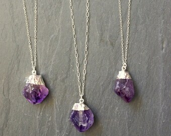 Raw Amethyst Necklace / Amethyst Necklace / Silver Amethyst Jewelry / Silver Amethyst Necklace / February Birthstone / Gemstone Necklace