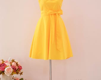 Yellow bridesmaid dress Yellow Prom dress vintage Yellow dress yellow party dress sundress tea dress wedding guest dress summer dress