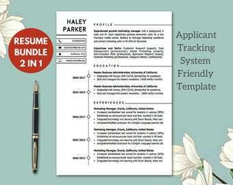 Modern ATS- friendly Resume Templates | Resume Template Instant Download | CV Templates cv-malli | 1-2 Page Modern Resume Cover Letter