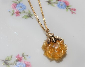 Honeycomb and Bee Necklace