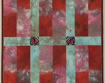 LOOK - Abstract Art Quilt with Eyes
