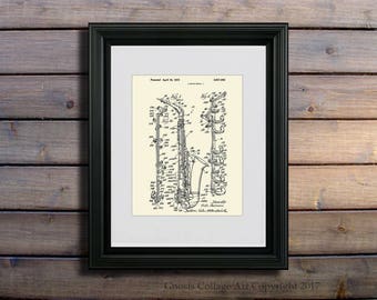 Alto Saxophone art print #3 ,1972 Vito Pascucci saxophone patent art, musical instrument decor, Sax gift, musician gift, Jazz gift idea