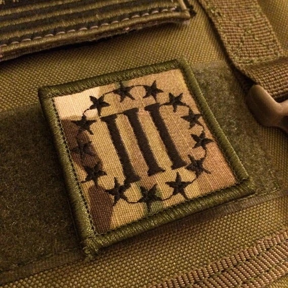 III Three Percenter 3% Militia Embroidered Patch With Velcro