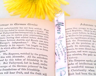 French Decoupage Wood Handpainted Repurposed Bookmark