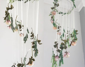 Floral mobile, nursery mobile, girls mobile, pink mobile, mobile, nursery wall hanging, nursery floral mobile, pink nursery mobile, nursery