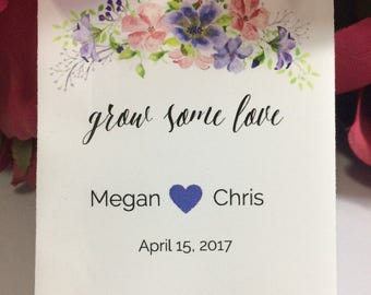 Custom Wedding Seed Favors Wedding Seed Packets Blue Pink Watercolor Floral 50 Wedding Favors Seed Packets Wildflower Seeds