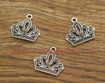 30pcs Crown Charms Princess Charms Antique Silver Tone 17x18mm cf1360