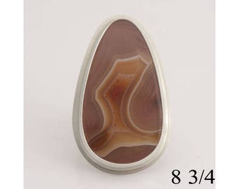 Laguna agate and sterling silver ring, size 8 3/4, #606.