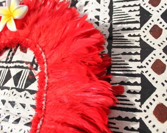 Schlappen feather- 4-6 inch length- red-chicken feathers, Polynesian Tahitian costume