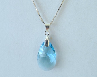 Aquamarine Swarovski Pendant Necklace