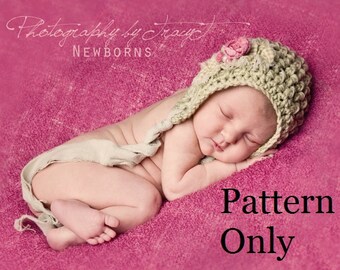 Newborn Crochet Pattern, Baby Crochet Pattern, Newborn Baby Bonnet Pattern, Crochet Baby Hat Pattern, Crochet Pattern, Baby Bonnet Pattern