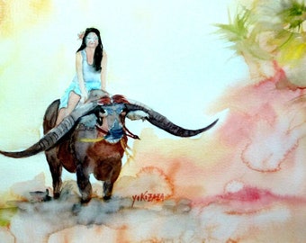 unique watercolor Buffalo