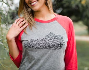 Hand Lettered LOUISVILLE Kentucky Word Art Raglan