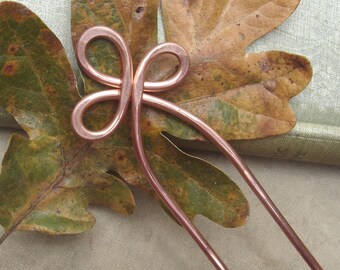 Trinity Loop Copper Hair Fork, Metal Hair Comb, Hair Picks, Shawl Pin, Scarf Pin, Bun Holder, Long Hair Accessories, Hair Sticks, Women