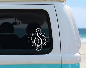 Car Decal - Vinyl Decal - Monogram Decal - Monogram Car Decal - Car Decal Monogram - Car Decal for Women - Scroll Monogram
