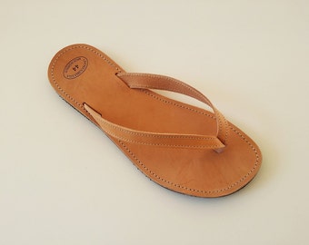 brown leather flip flops ladies